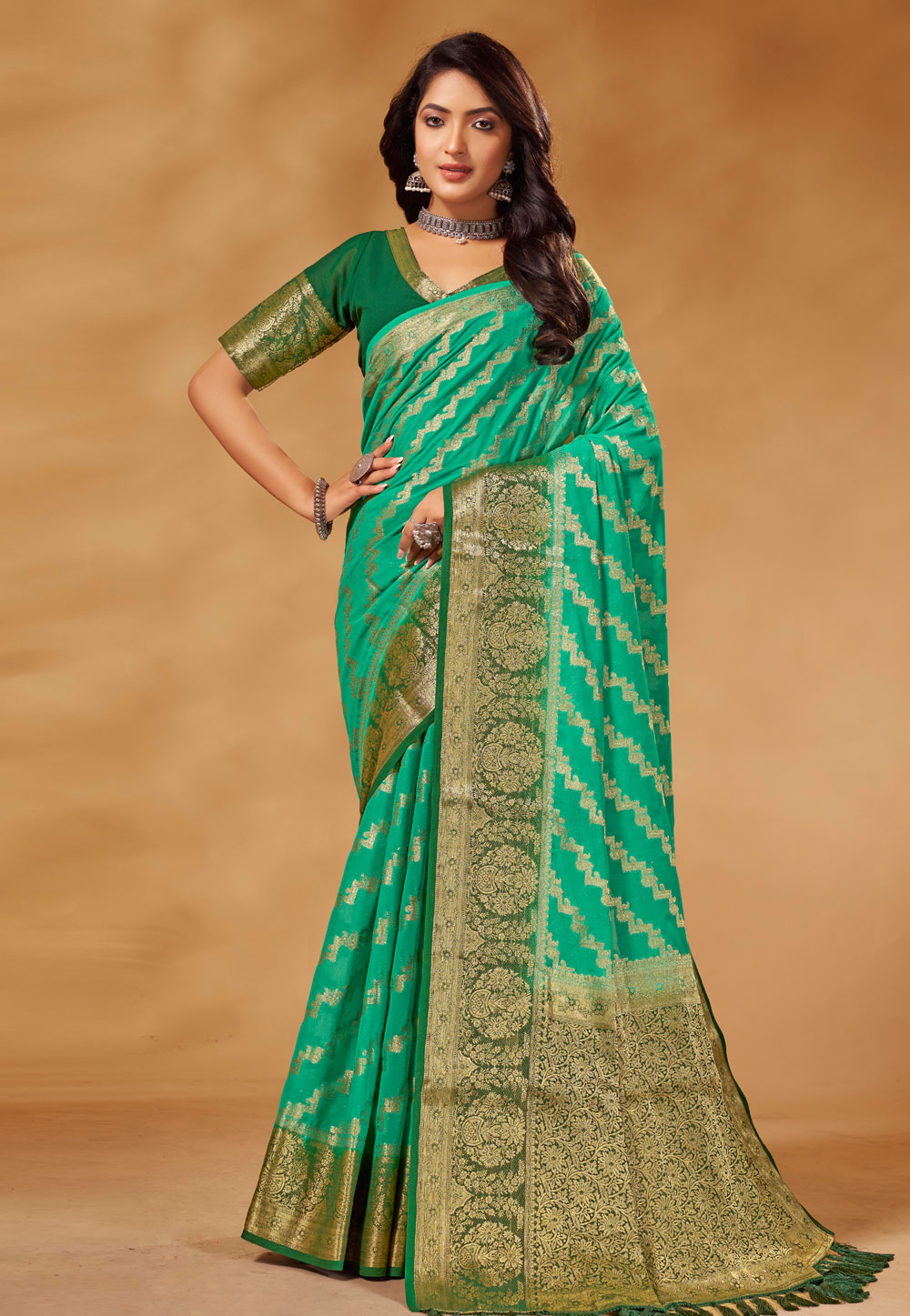 Sea Green Georgette Saree With Blouse 272714