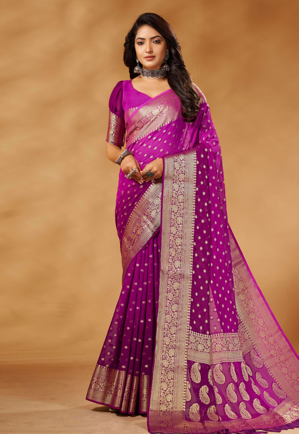 Purple Georgette Saree With Blouse 272715