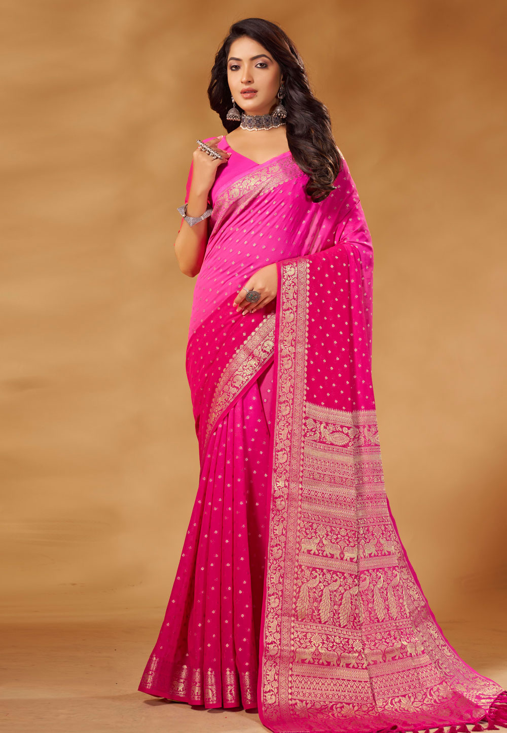 Magenta Georgette Saree With Blouse 272716