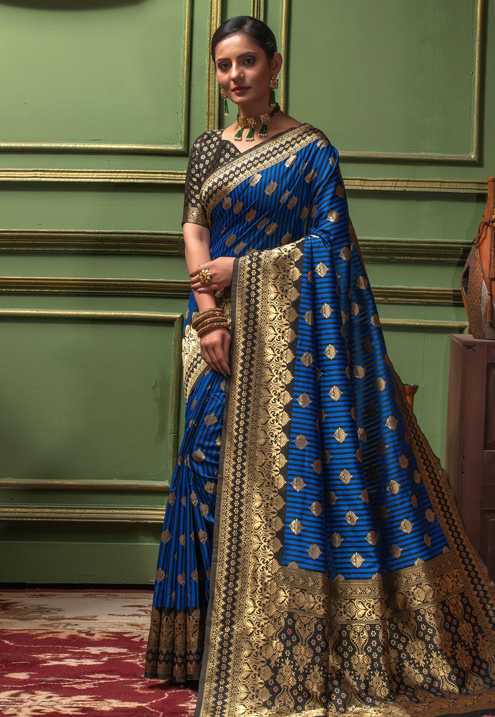 Blue Banarasi Silk Festival Wear Saree 228337