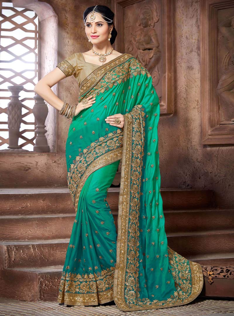 Green Silk Wedding Saree 87442
