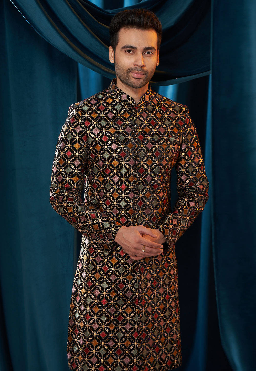Multicolor Velvet Sherwani 262395