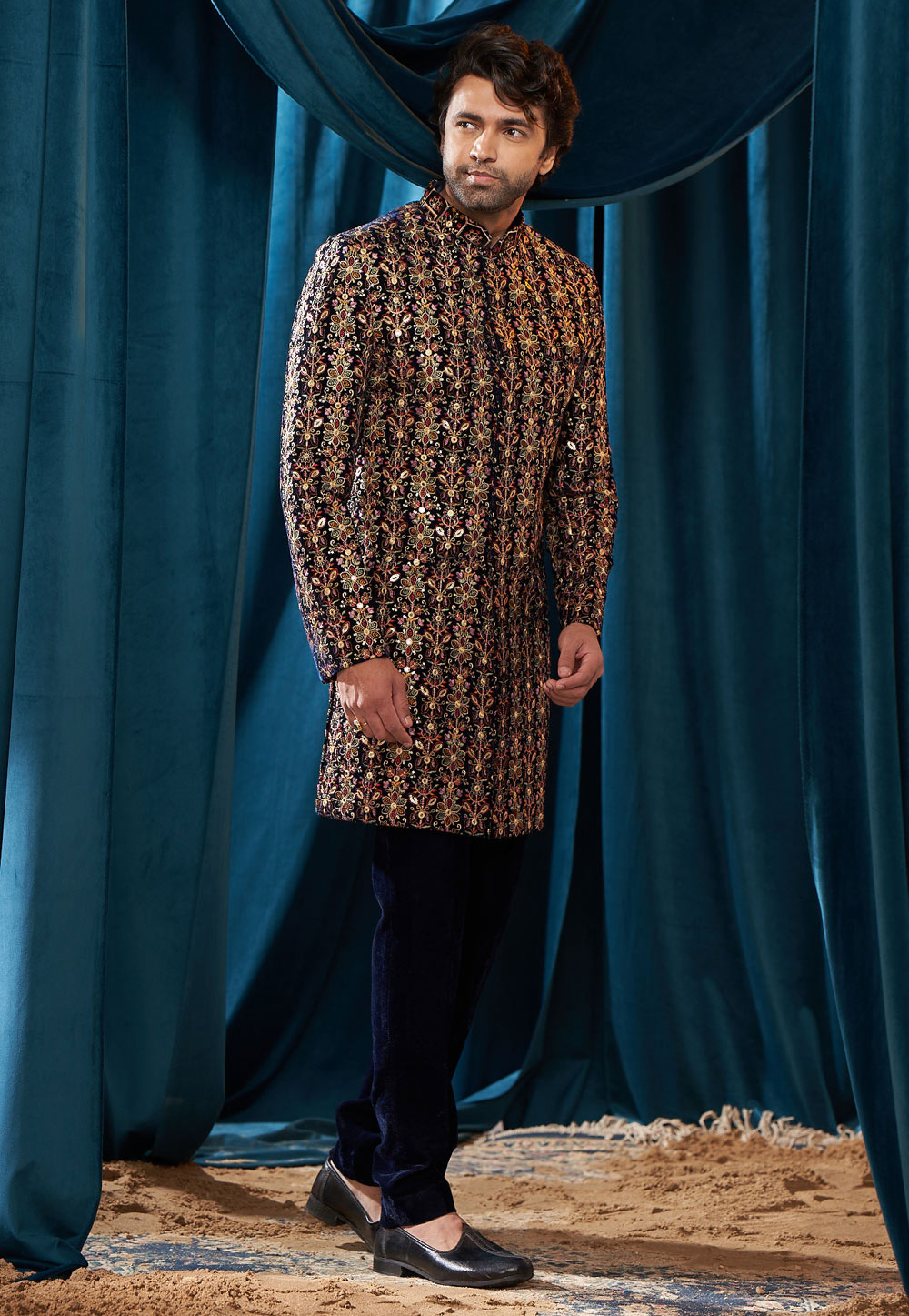 Multicolor Velvet Sherwani 262396