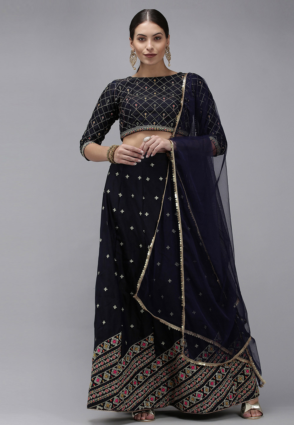 Black Taffeta A Line Lehenga Choli 269951