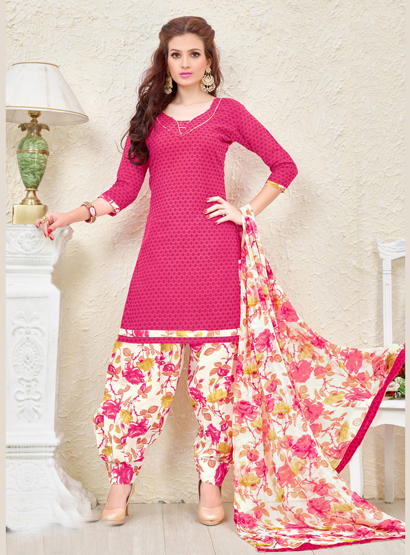 Magenta Cotton Punjabi Suit 87538