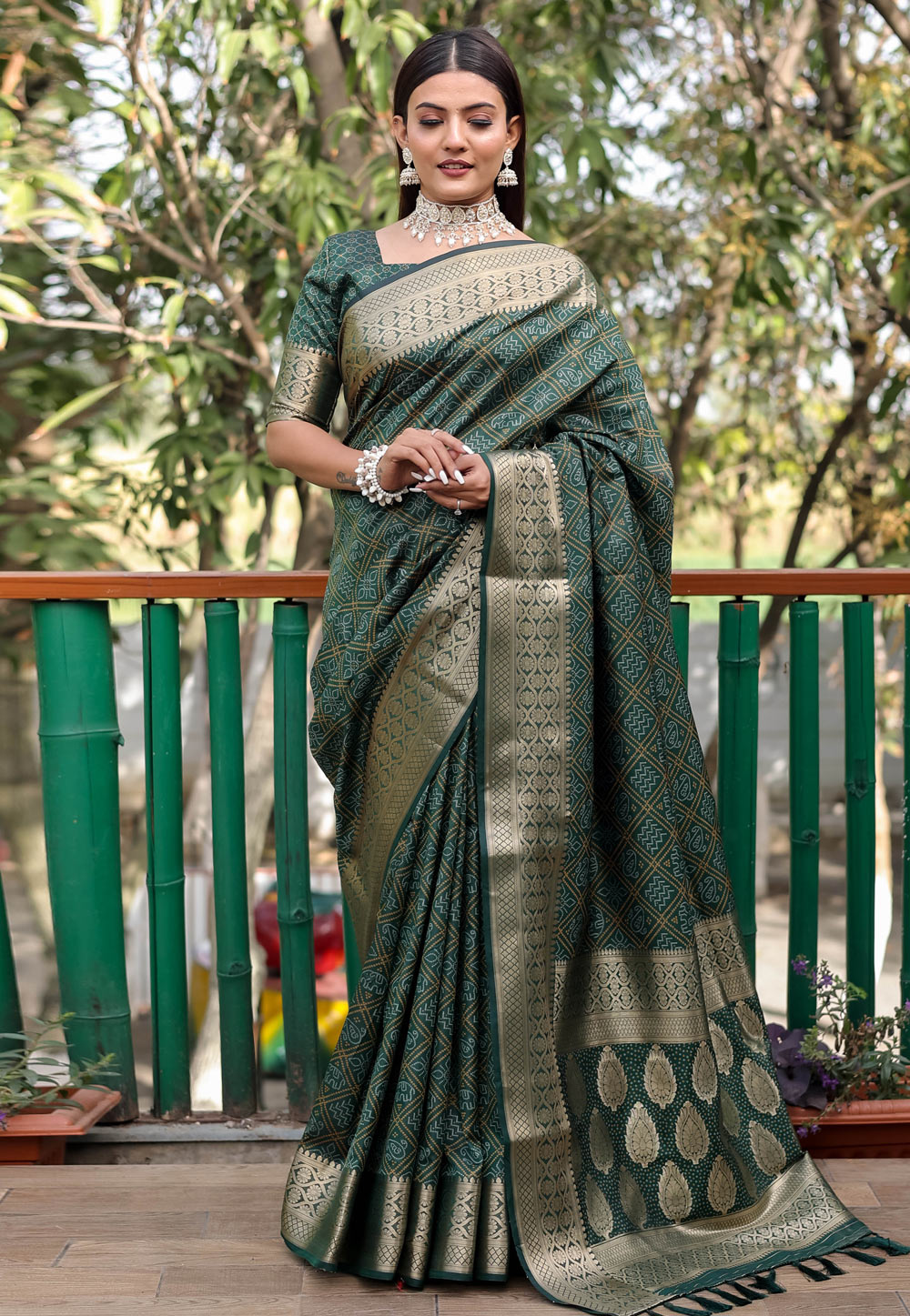 Green Patola Silk Saree With Blouse 262635