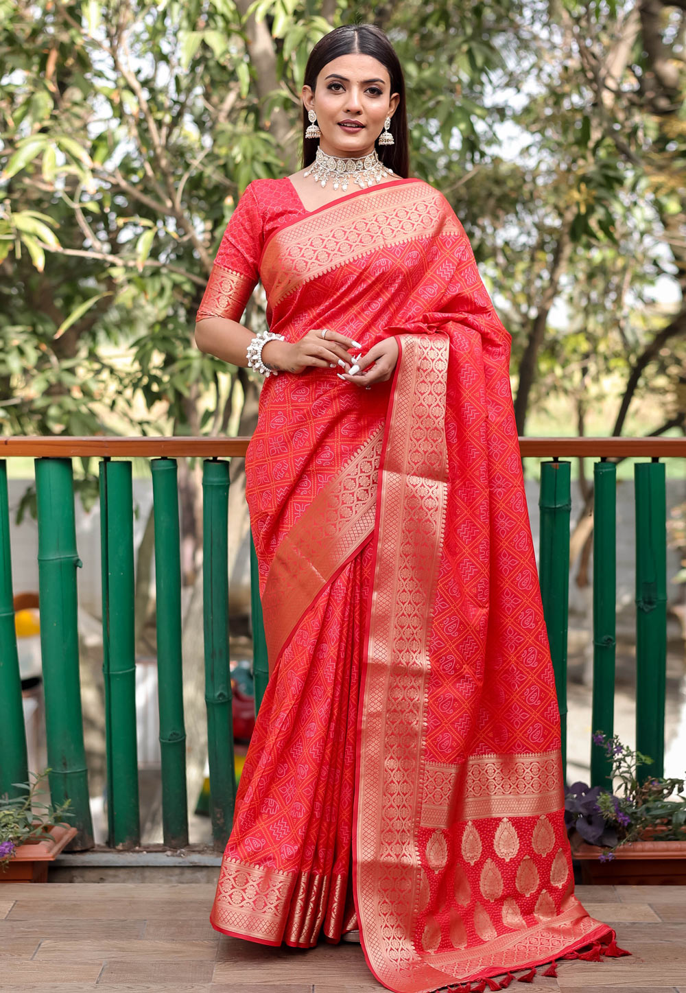 Red Patola Silk Saree With Blouse 262638