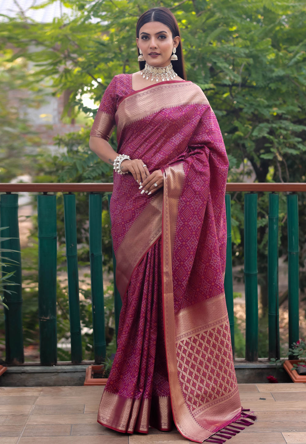 Purple Patola Silk Saree With Blouse 262639
