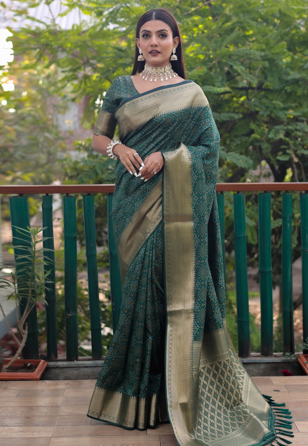 Green Patola Silk Saree With Blouse 262641