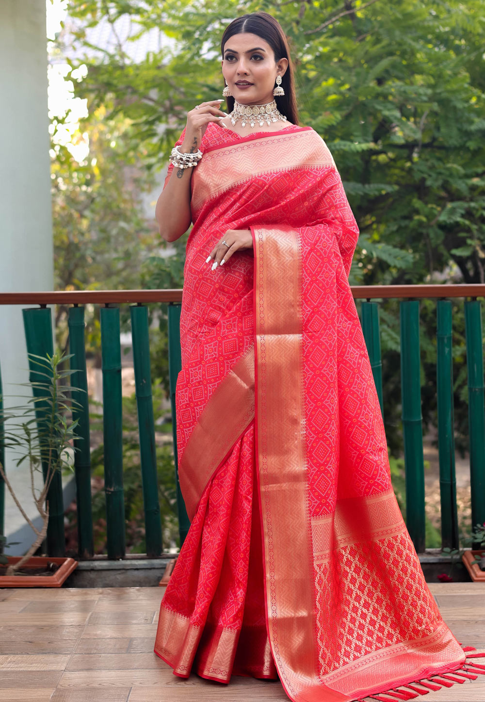 Red Patola Silk Saree With Blouse 262643