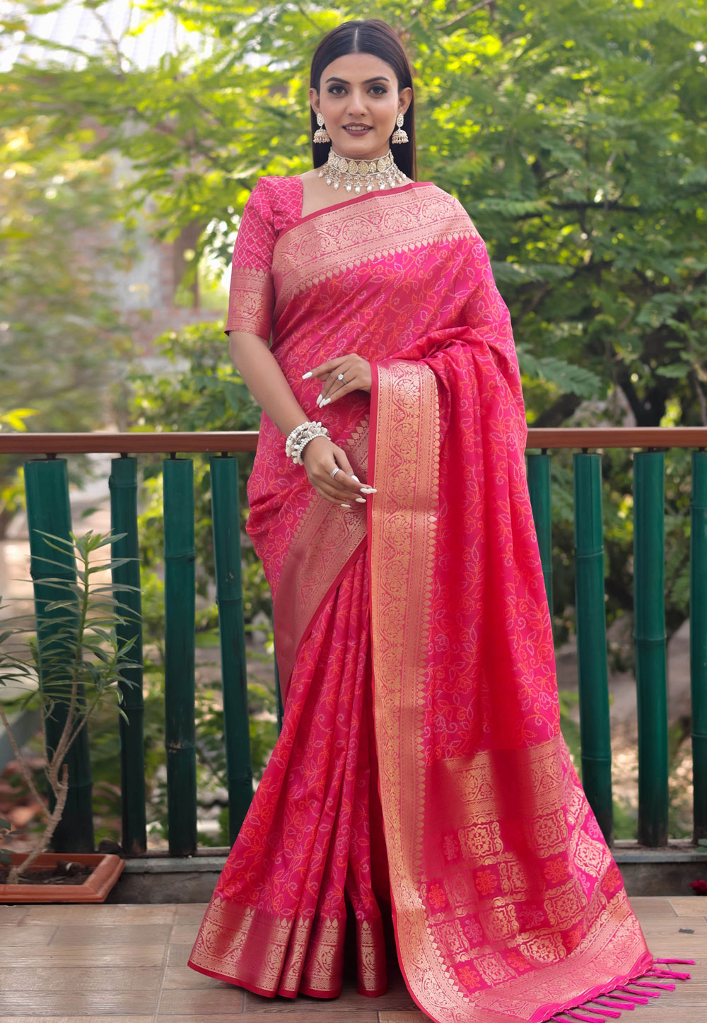 Pink Patola Silk Saree With Blouse 262916