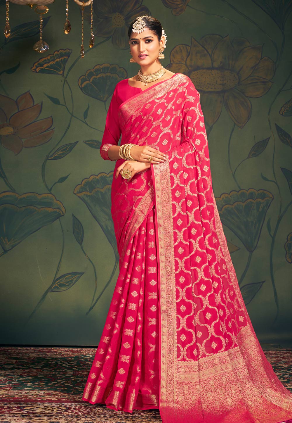 Pink Georgette Saree With Blouse 276260