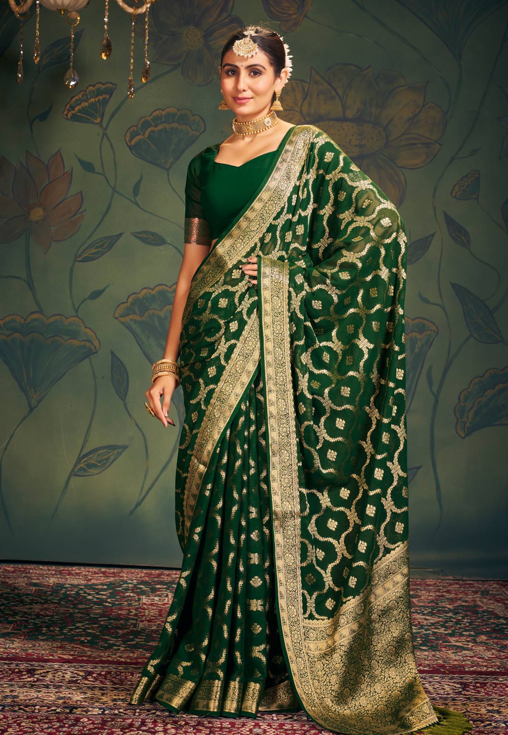 Green Georgette Saree With Blouse 276261