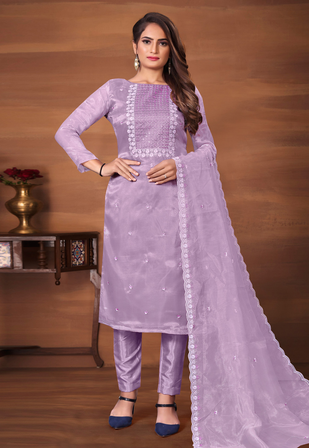 Lavender Organza Pakistani Suit 265683