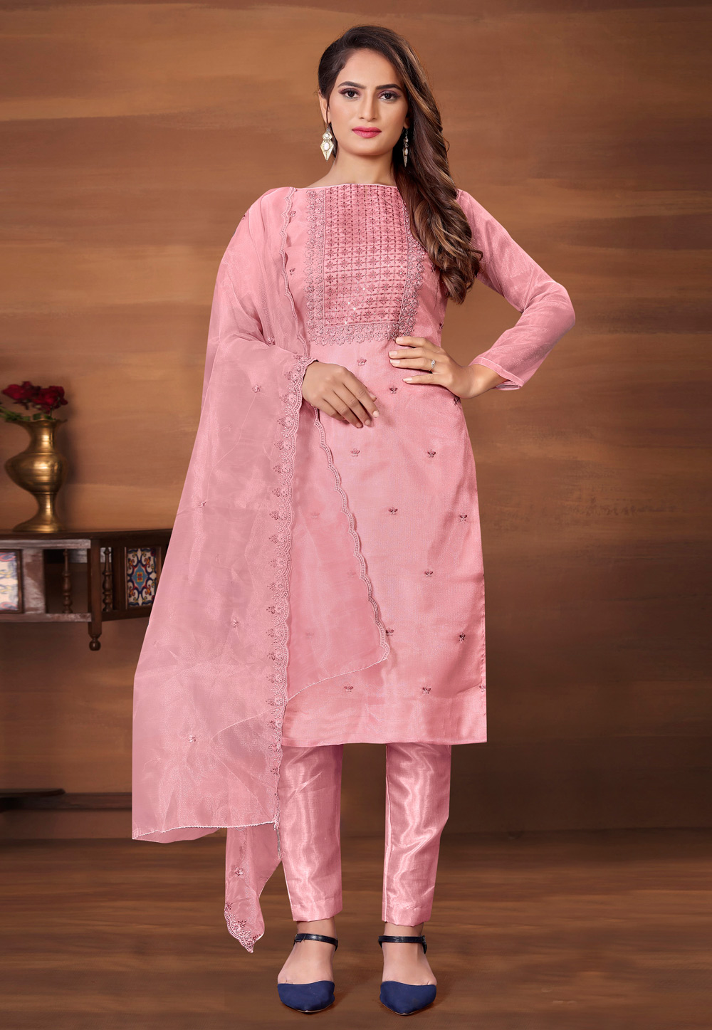 Pink Organza Pakistani Suit 265685