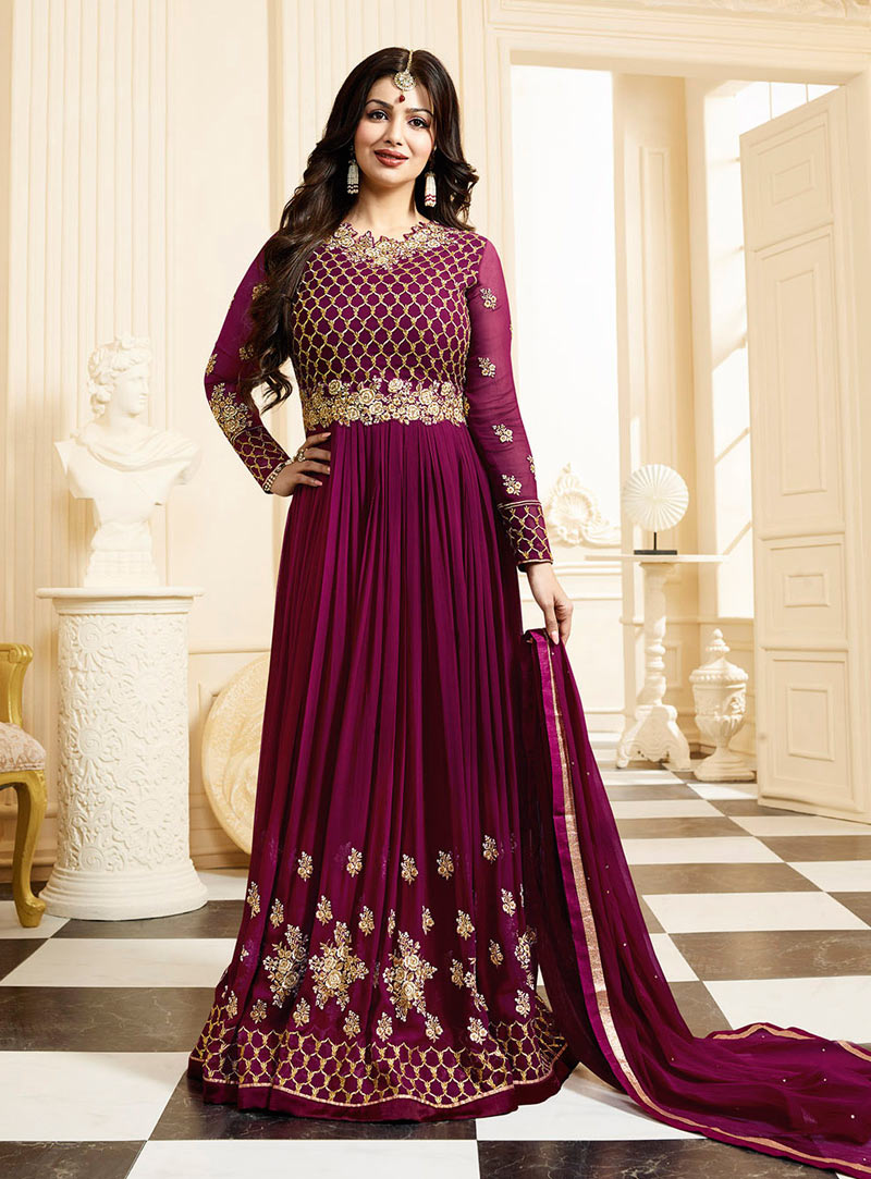 Ayesha Takia Purple Georgette Floor Length Anarkali Suit 92054