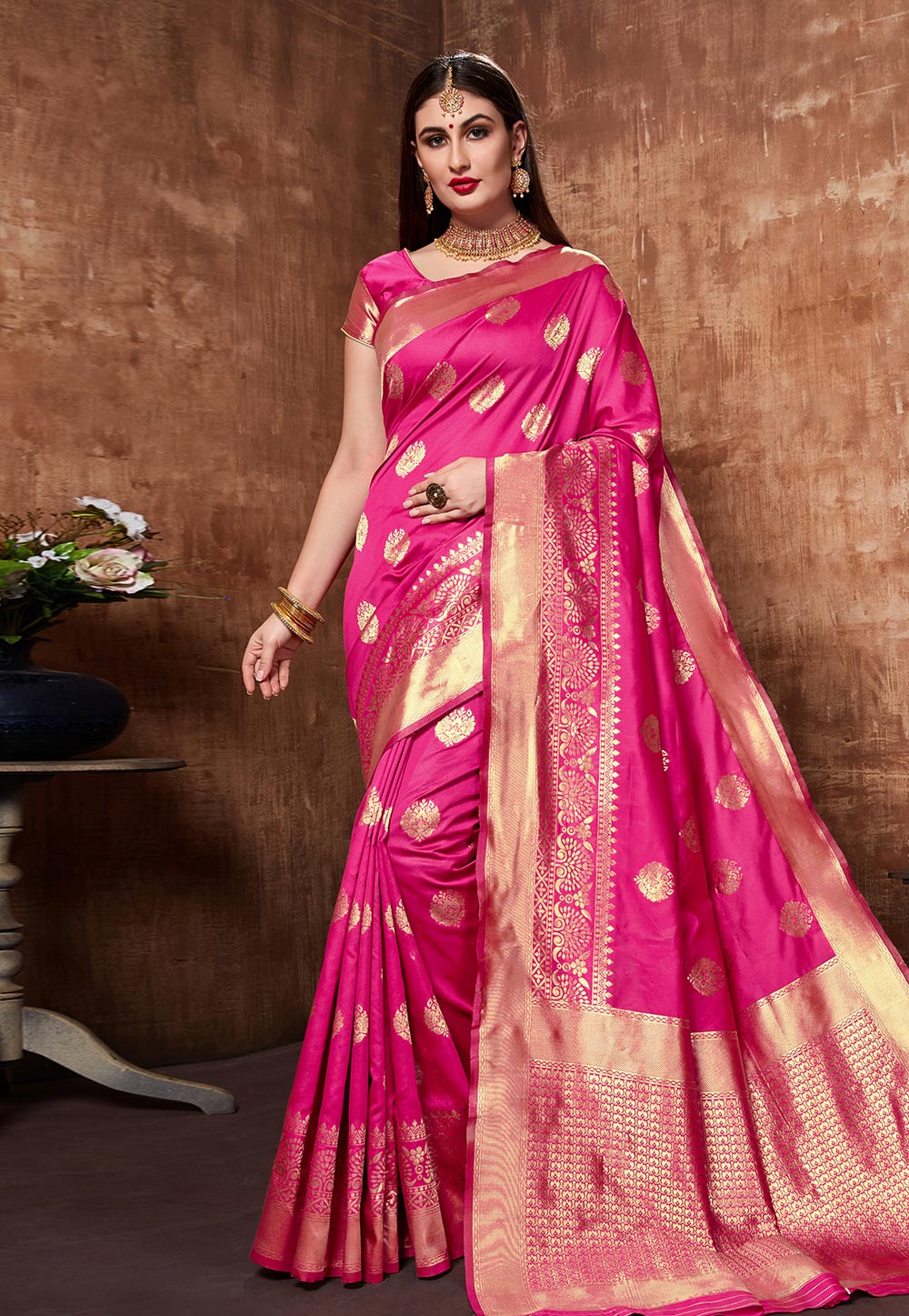 Pink Banarasi Silk Festival Wear Saree 197590