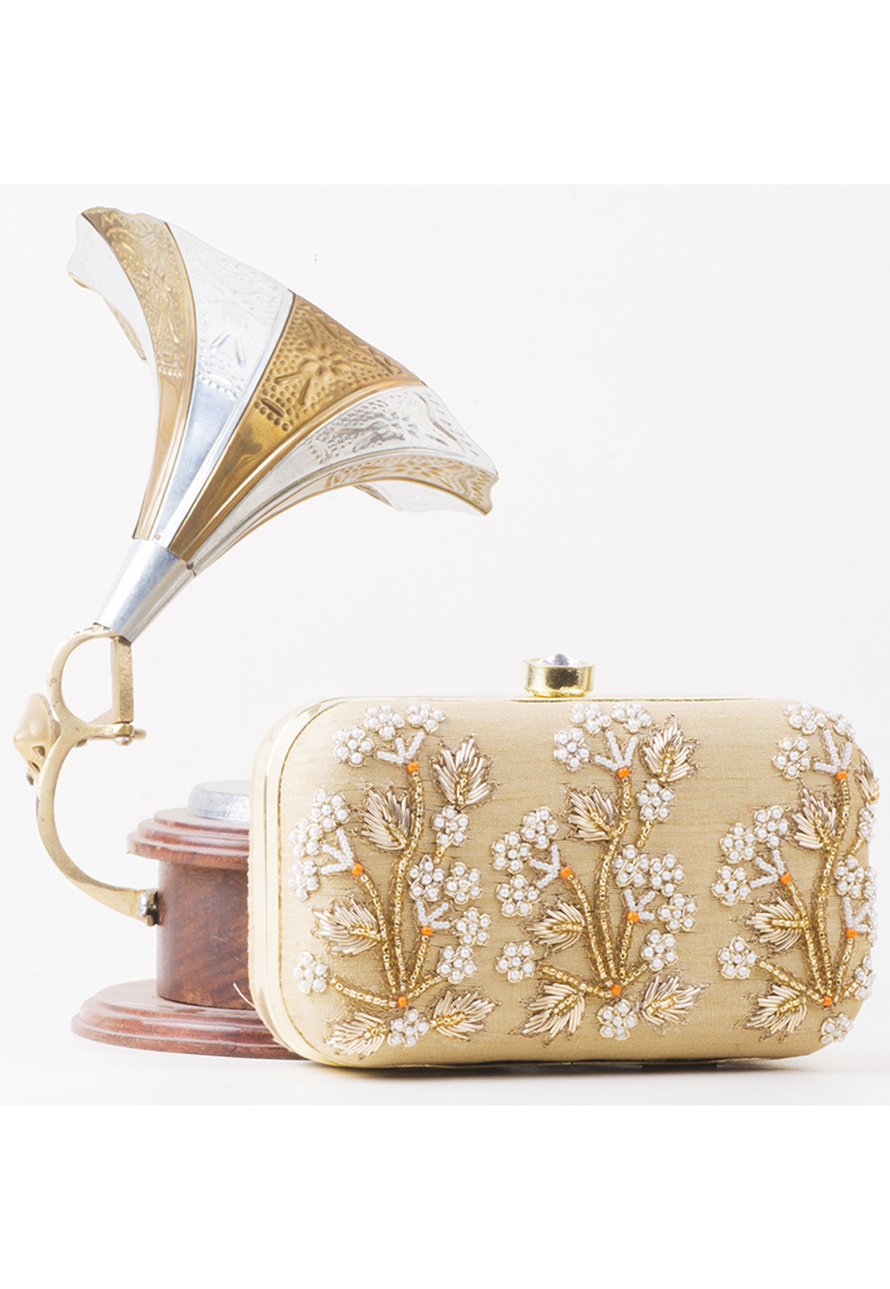 Beige Art Silk Clutch 263400