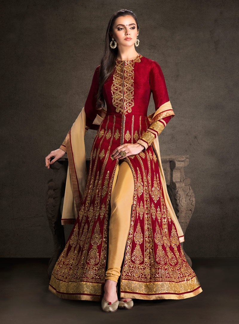Maroon Banglori Silk Designer Anarkali Suit 76915
