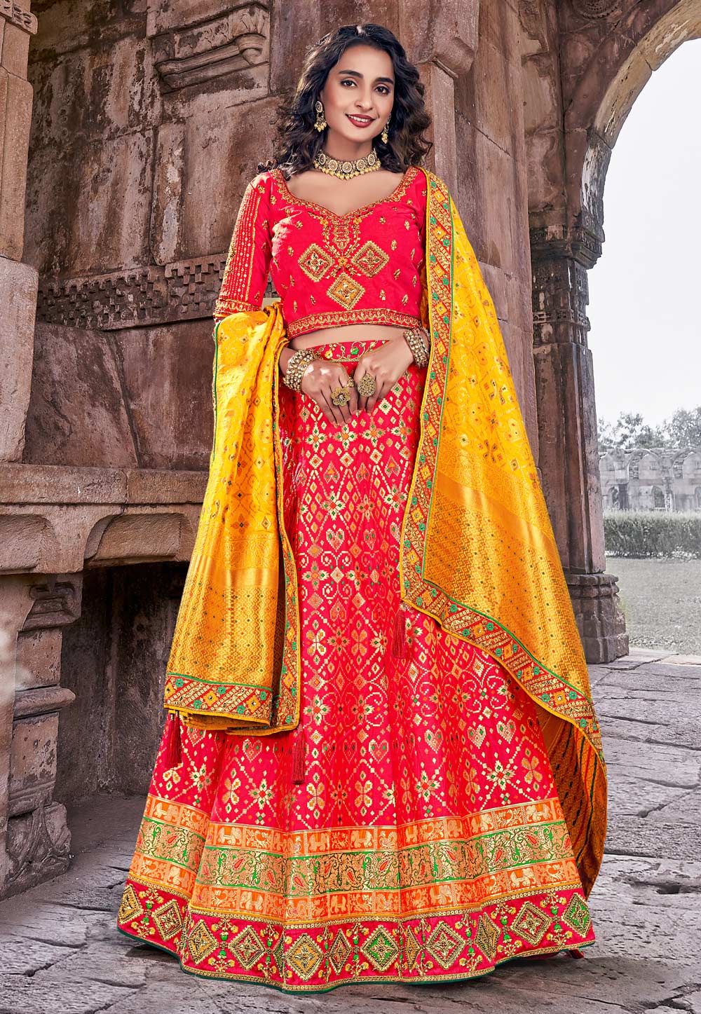 Pink Banarasi Silk Circular Lehenga Choli 250548