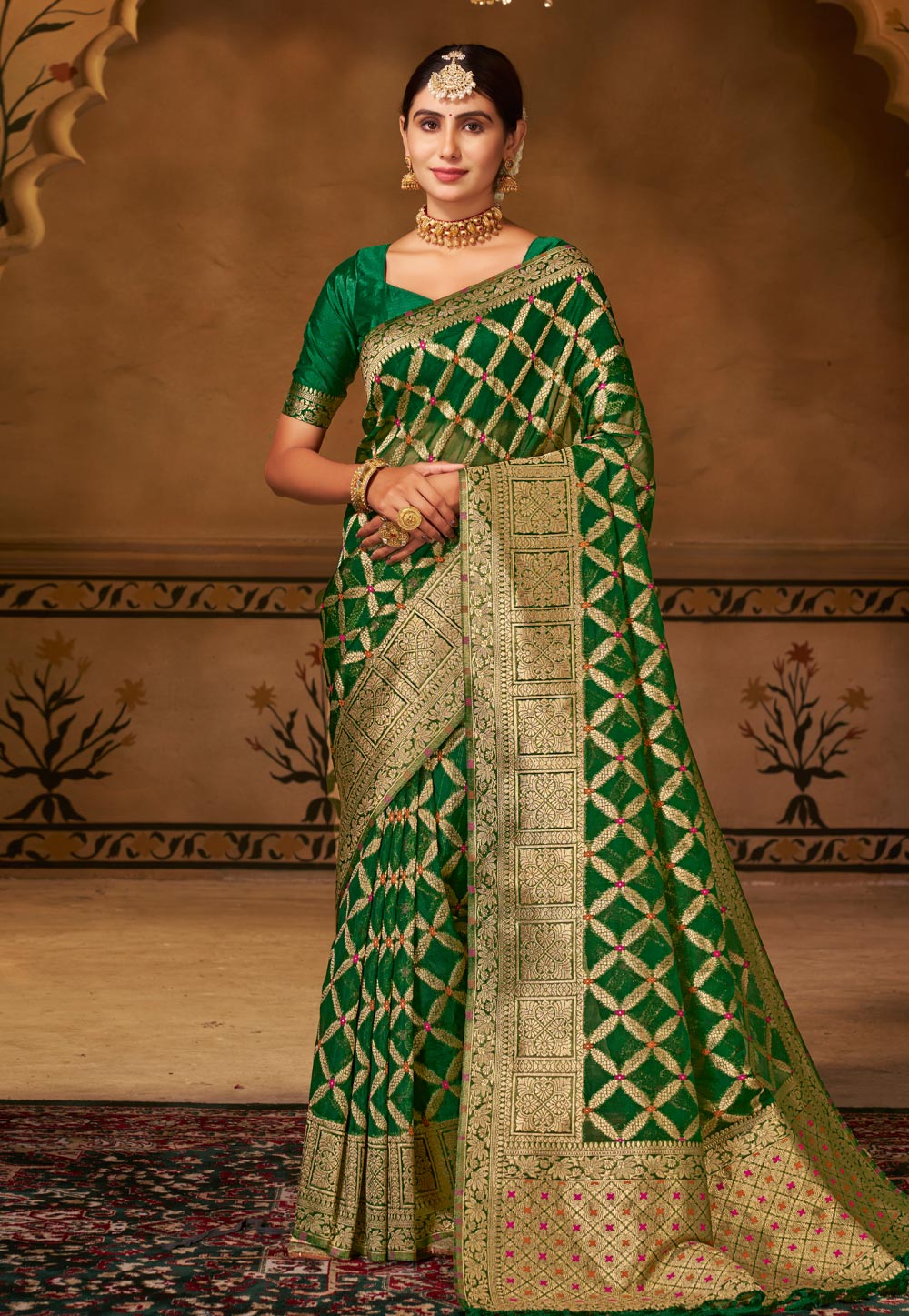 Green Georgette Saree With Blouse 276837