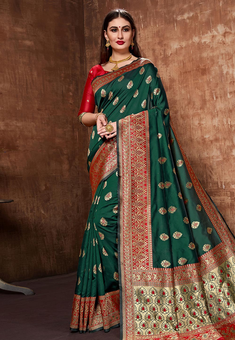 Green Banarasi Silk Festival Wear Saree 197594