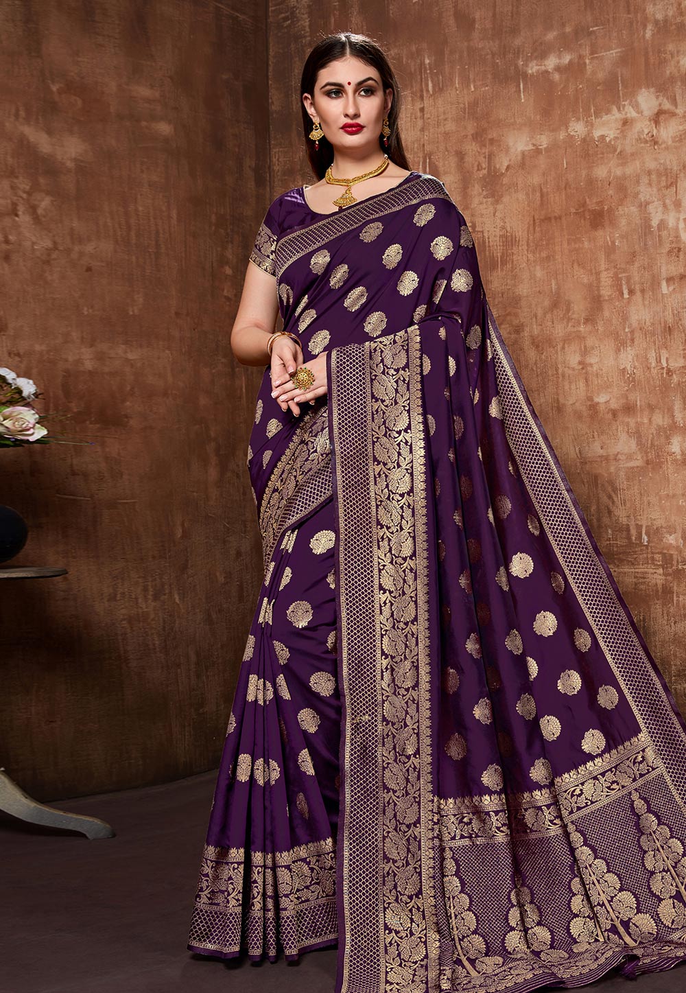 Purple Banarasi Silk Festival Wear Saree 197596
