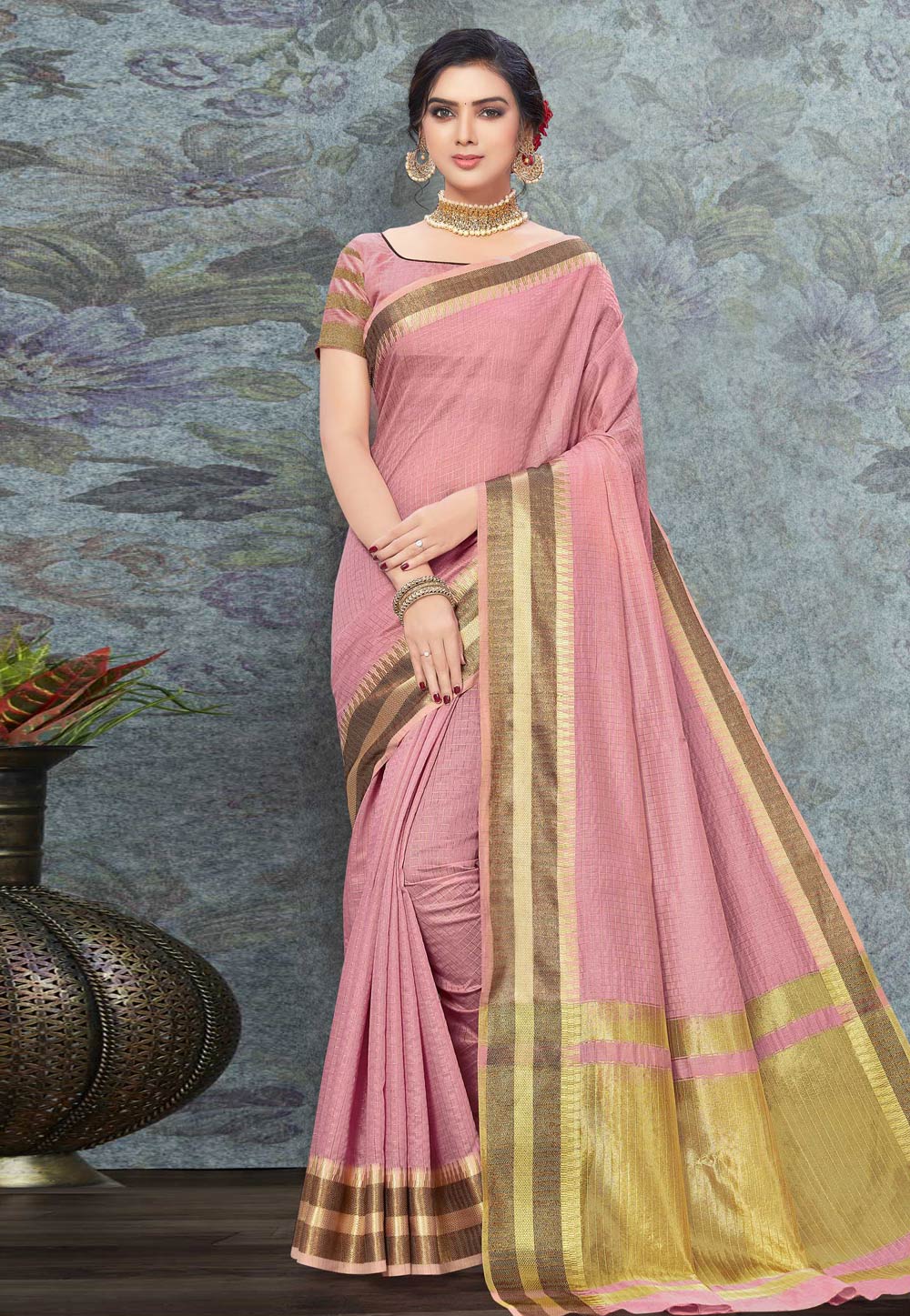 Pink Art Silk Saree With Blouse 207522
