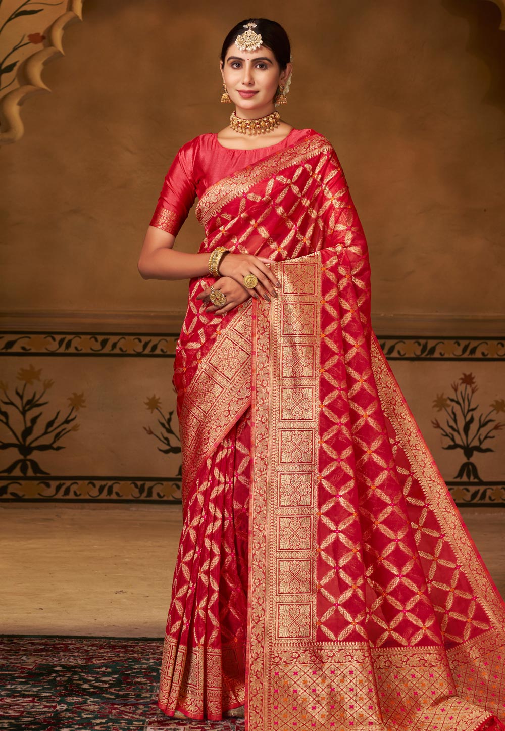 Red Georgette Saree With Blouse 276840