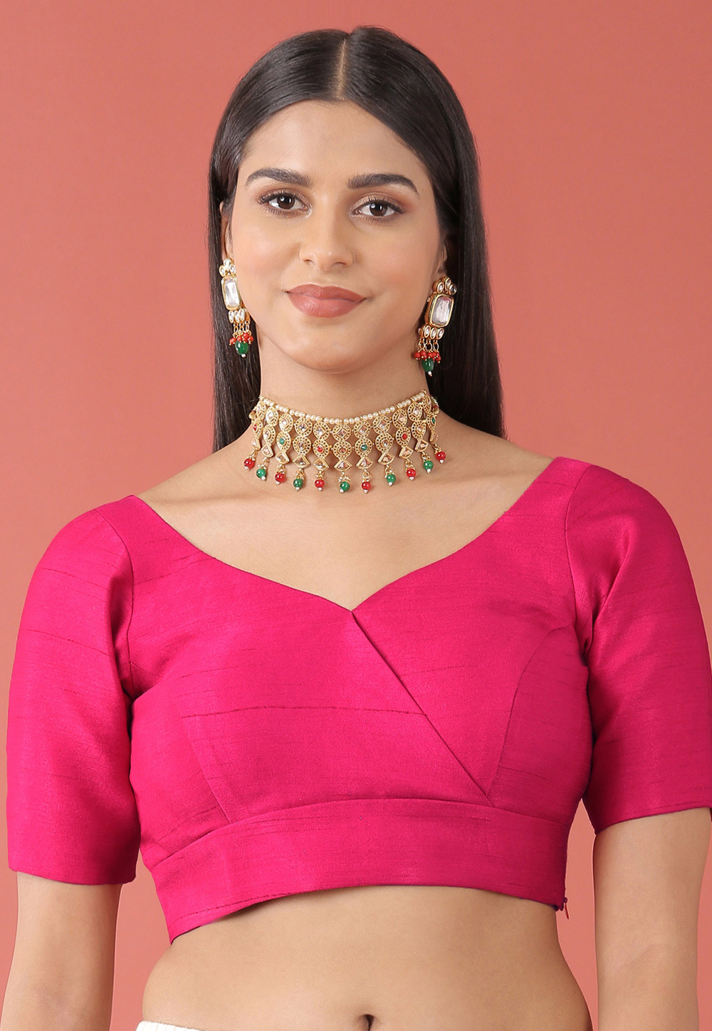Pink Silk Readymade Blouse 264708