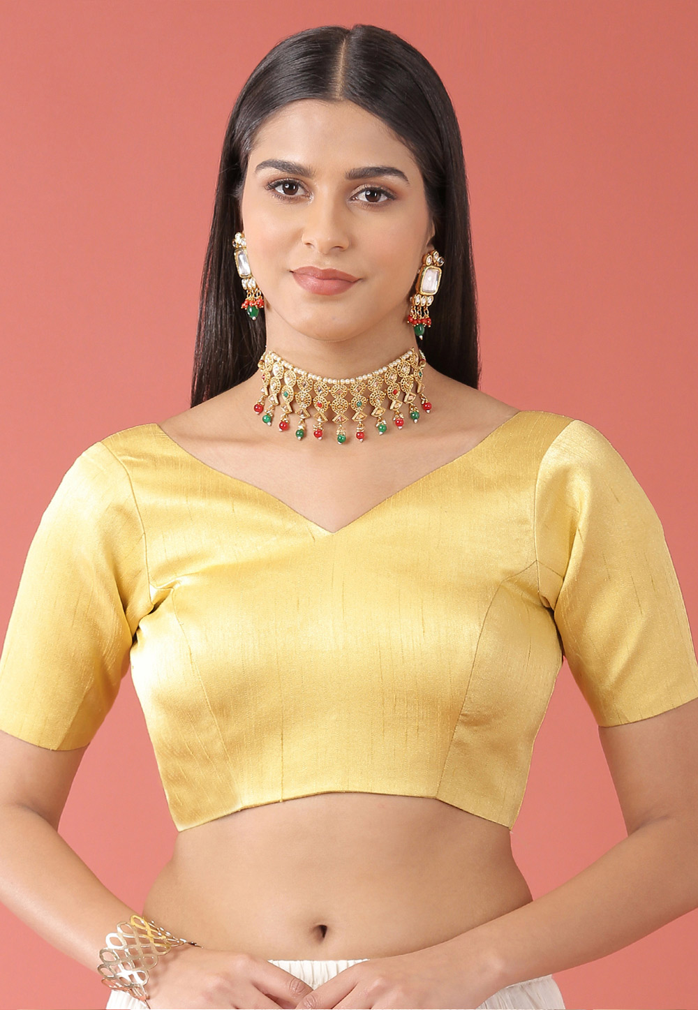 Yellow Silk Readymade Blouse 264713