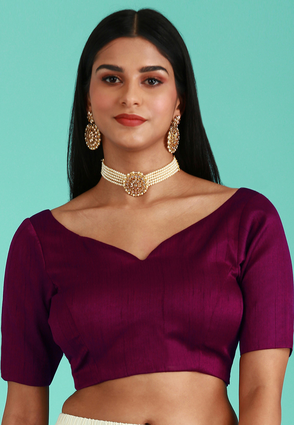 Purple Silk Readymade Blouse 264724