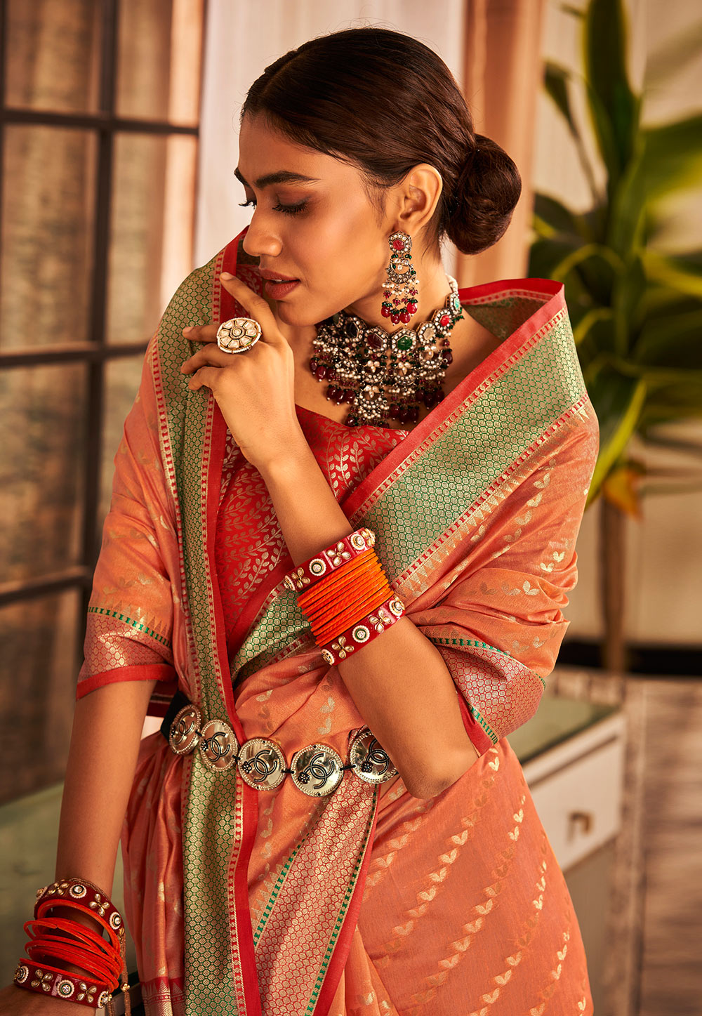 Orange Art Silk Classic Style Saree 5282SR15