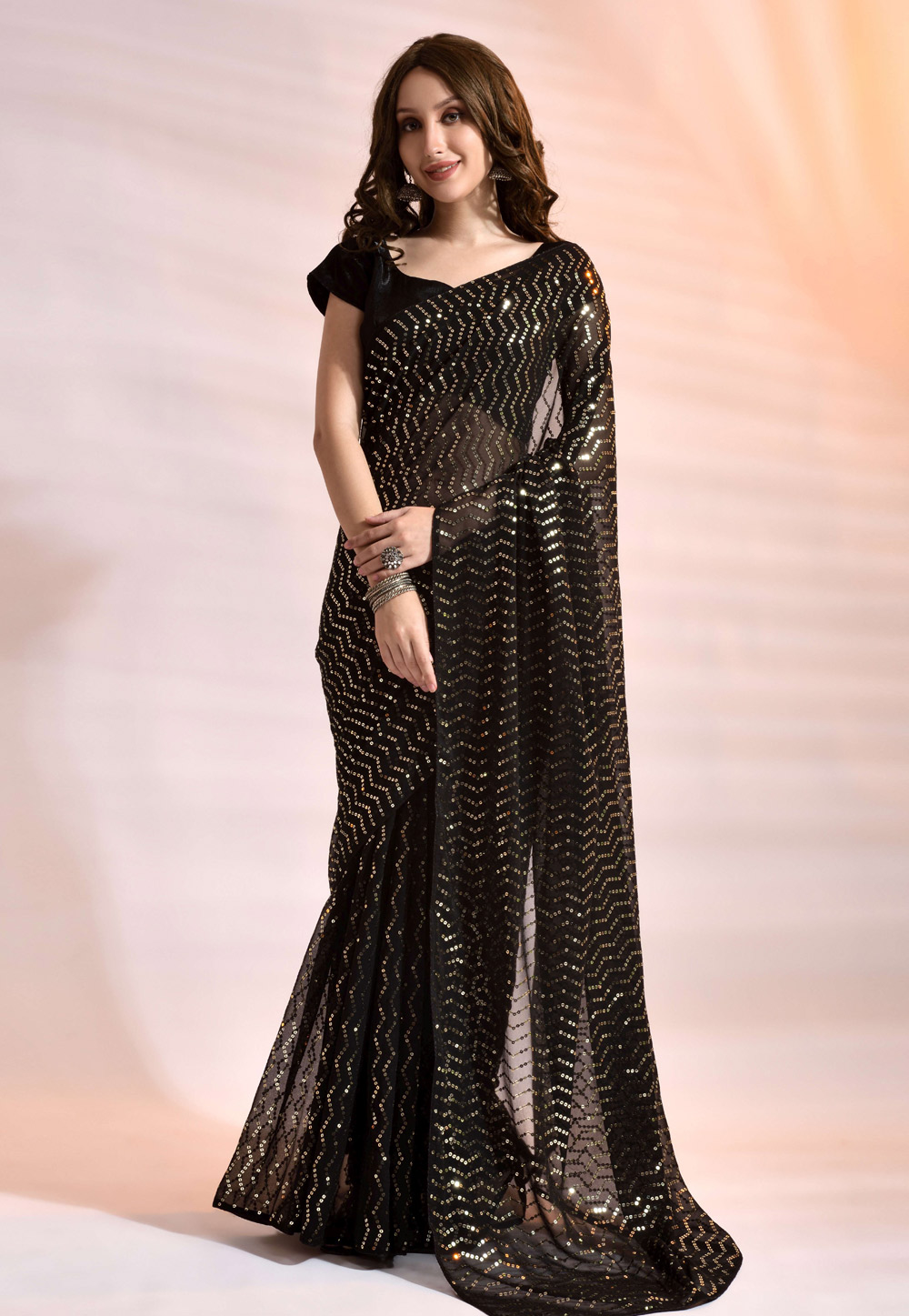 Black Georgette Saree With Blouse 248420