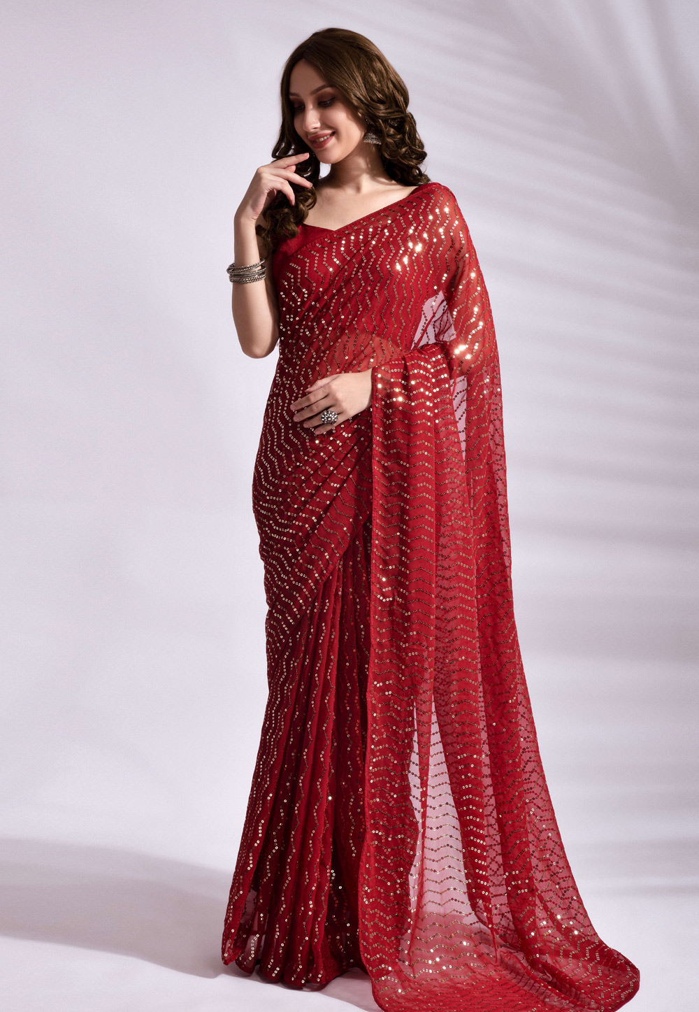 Red Georgette Saree With Blouse 248424