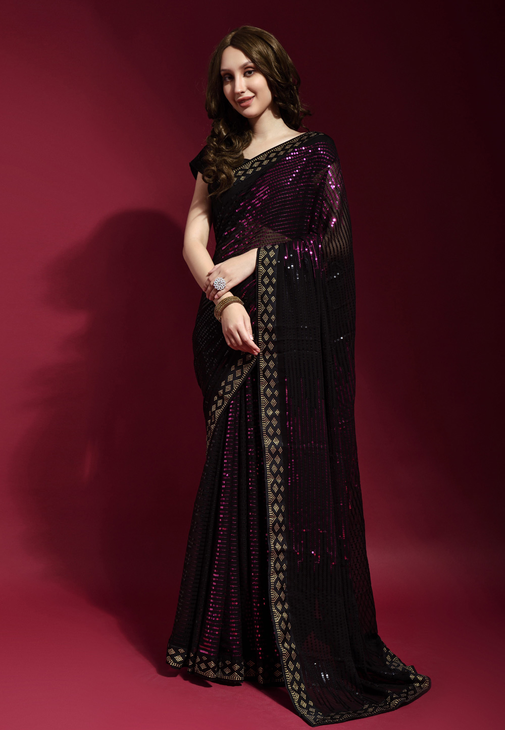 Purple Georgette Saree With Blouse 248507