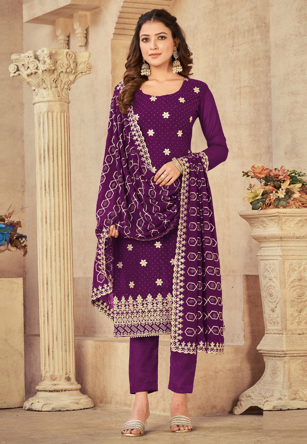 Purple Georgette Pakistani Suit 265198