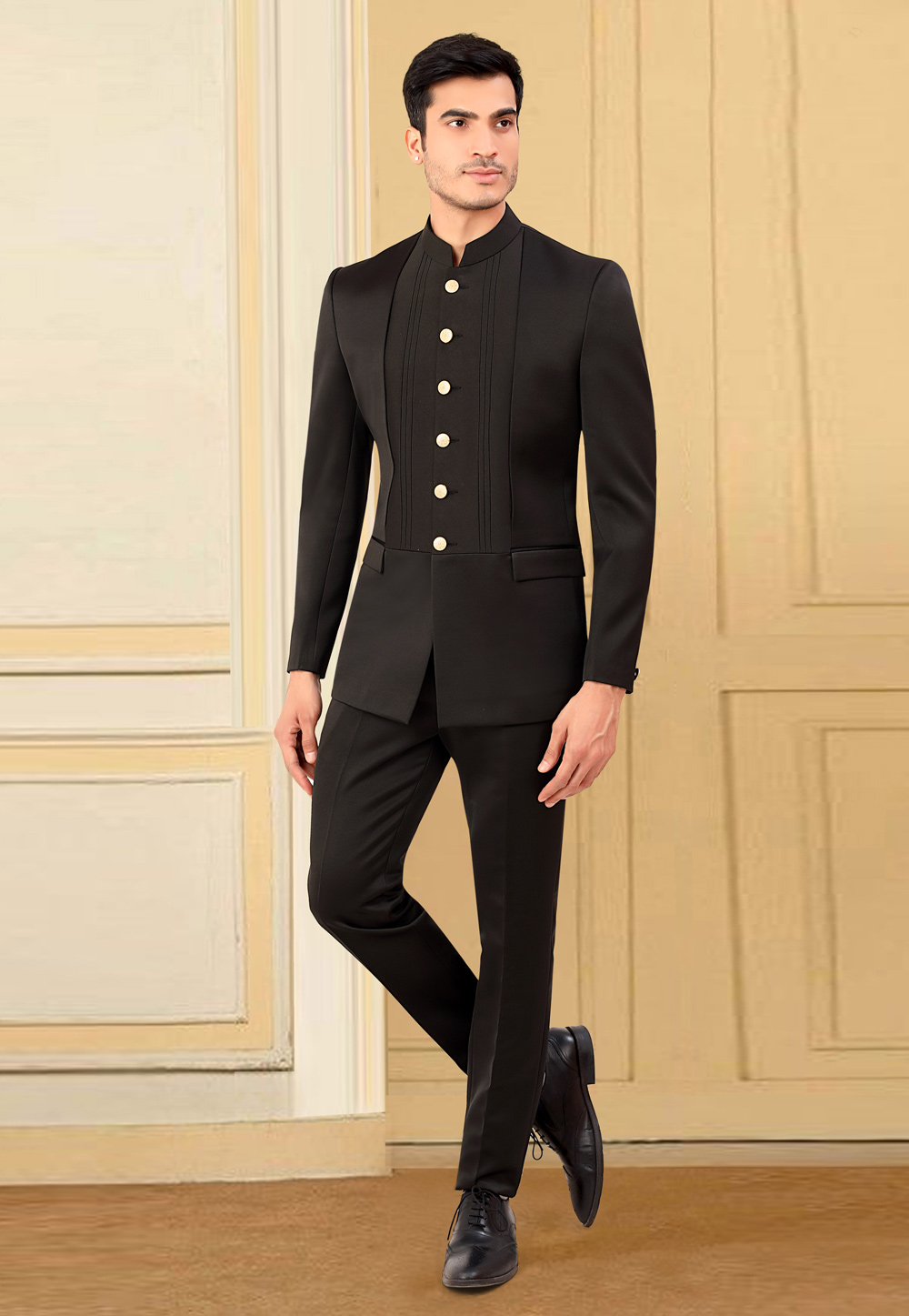 Black Rayon Jodhpuri Suit 265778