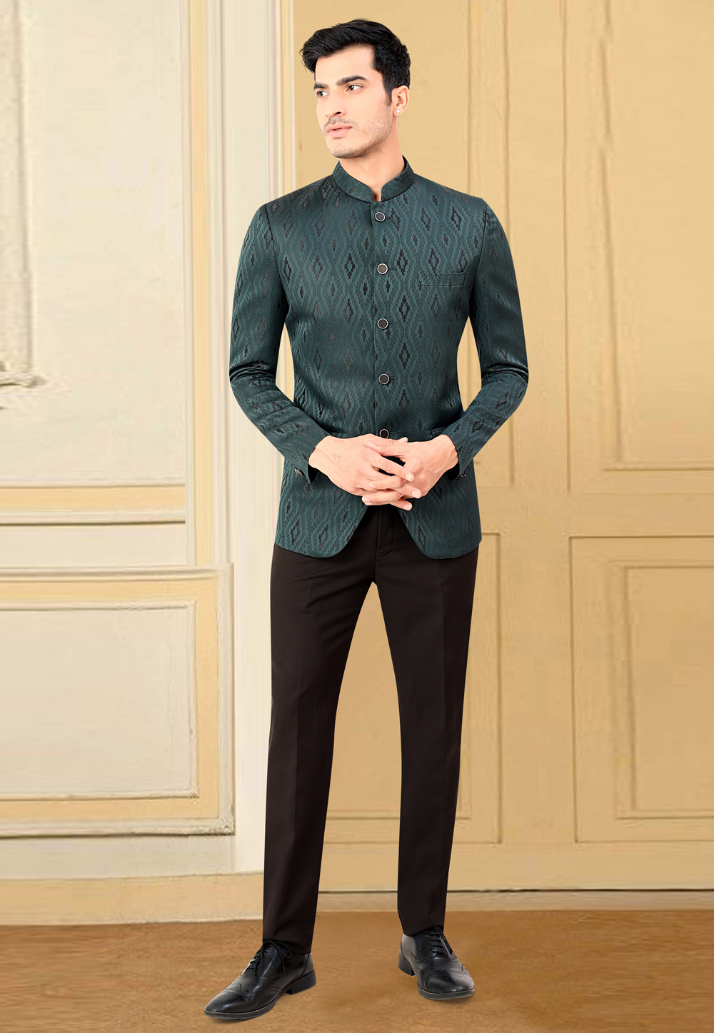 Teal Rayon Jodhpuri Suit 265786