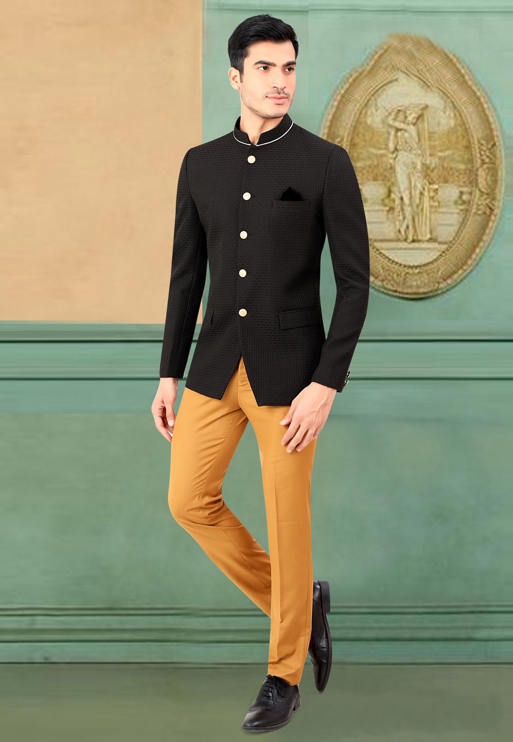 Black Rayon Jodhpuri Suit 265789