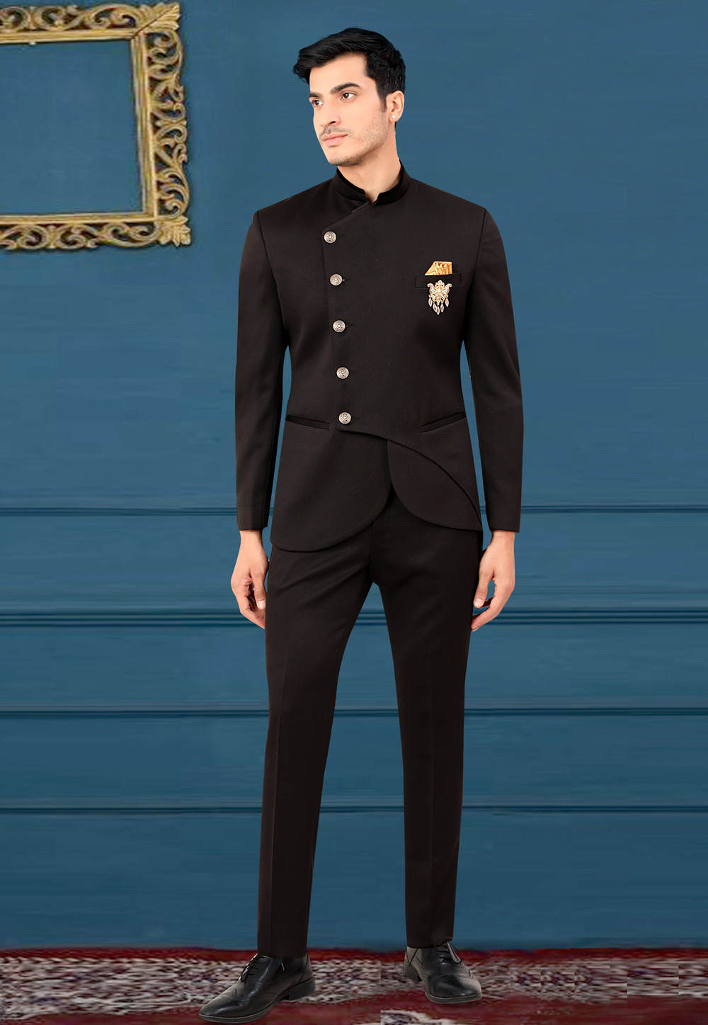 Black Rayon Jodhpuri Suit 265790