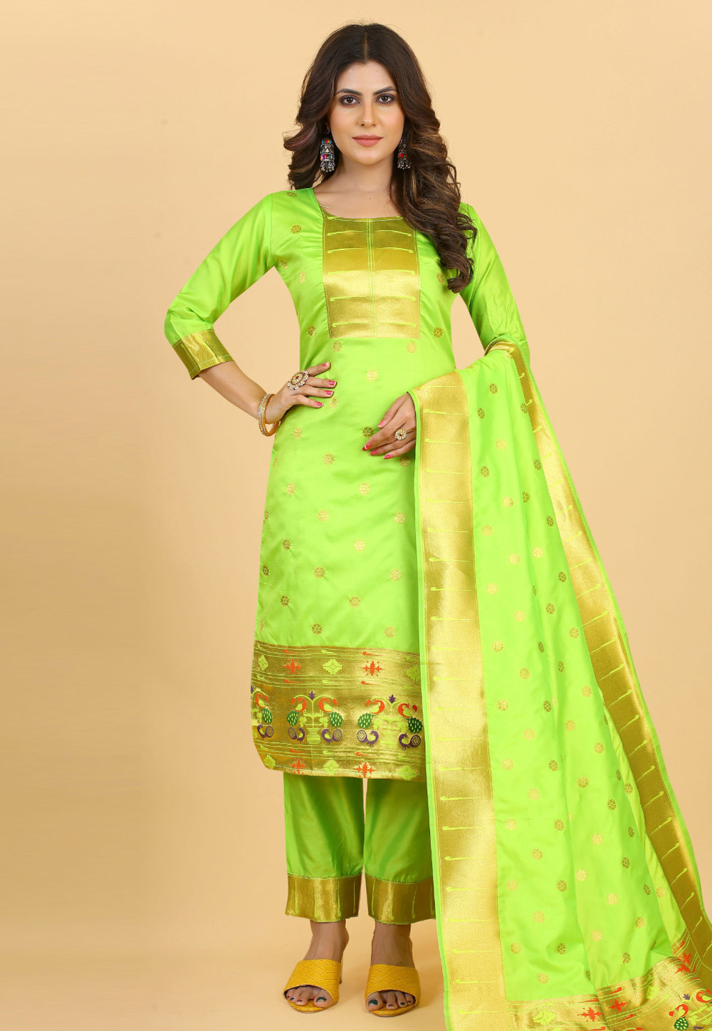 Light Green Soft Silk Pakistani Suit 265813