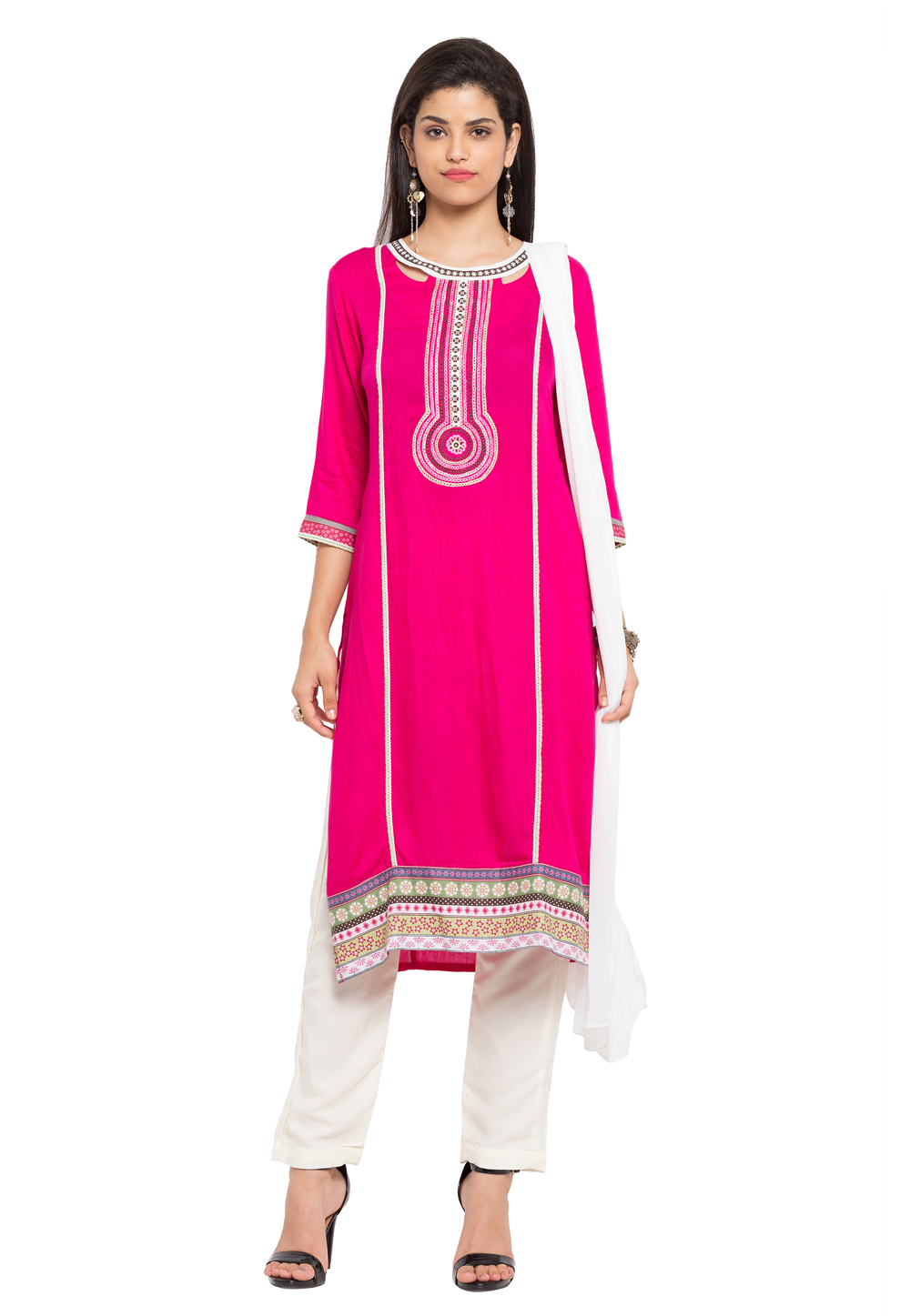 Pink Cotton Readymade Pant Style Suit 230389