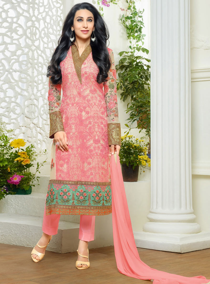 Karisma Kapoor Pink Faux Georgette Pant Style Suit 88248