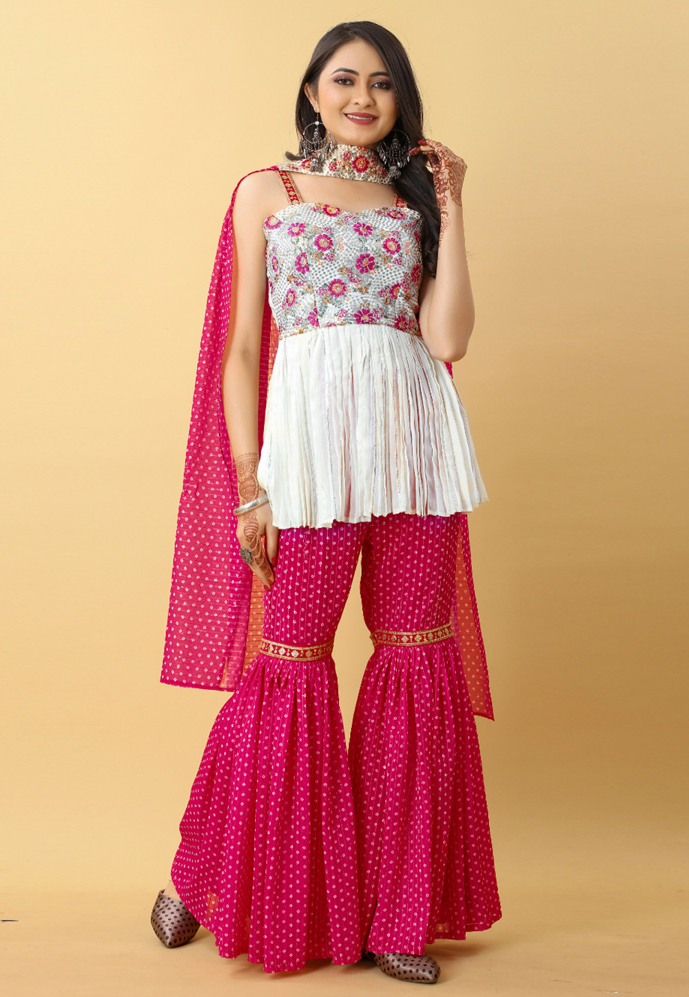 Pink Georgette Readymade Sharara Suit 265973
