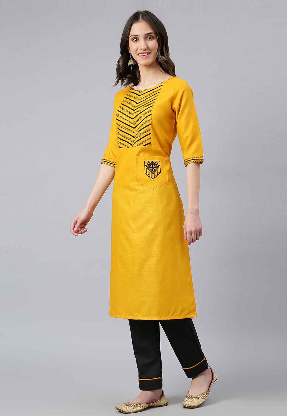 Yellow Cotton Silk Kurta Set With Pant 248746