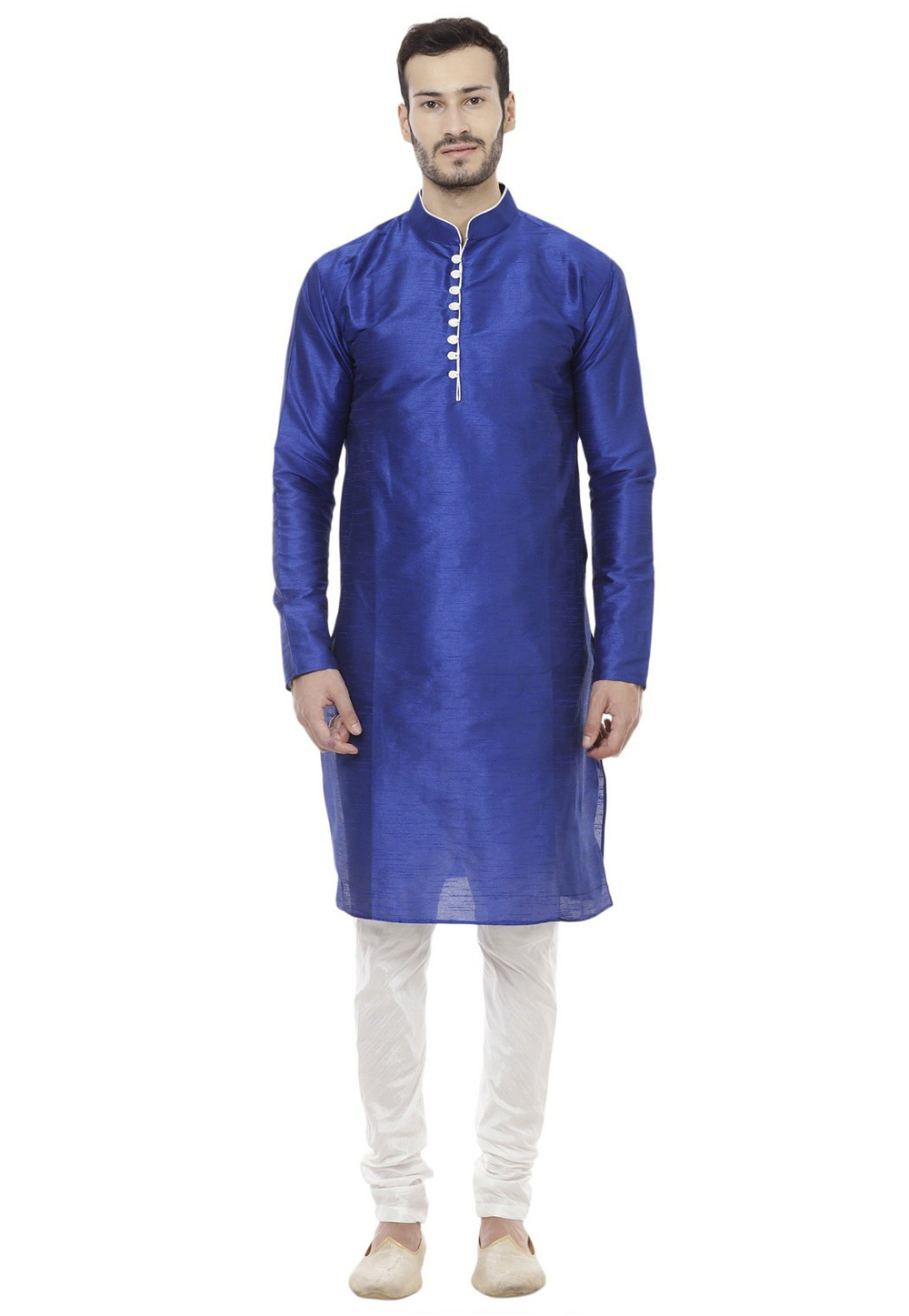 Blue Dupion Silk Readymade Kurta Pajama 176082