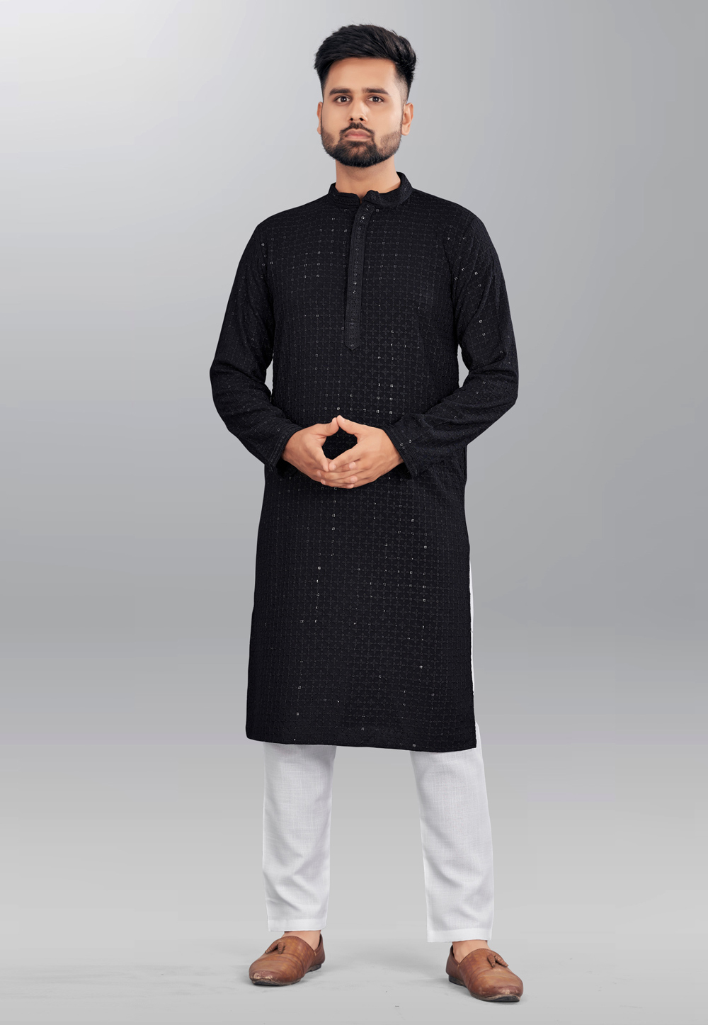 Black Rayon Kurta Pajama 266223