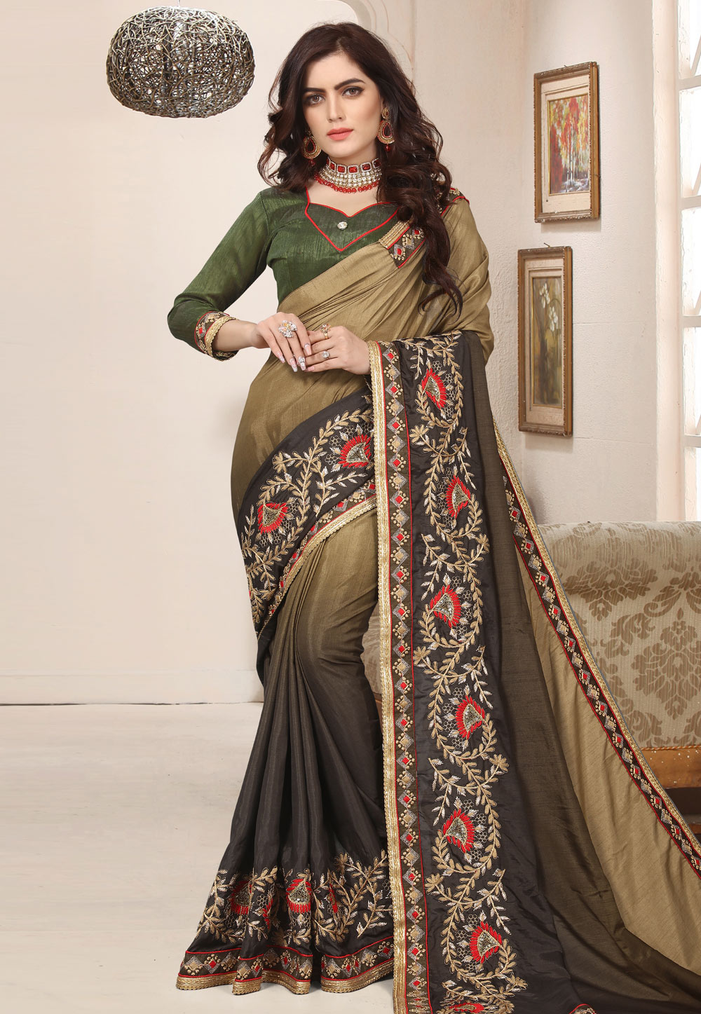 Brown Silk Festival Wear Saree 171823