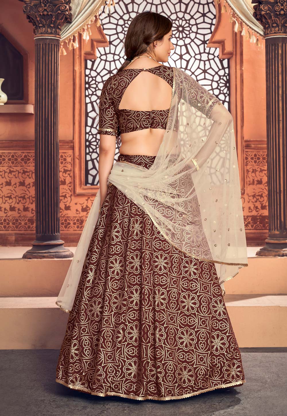 Dusty Orchid Net Zari Thread & Glitter Dori Embroidery Work Wedding  Festival Party Wear Designer Lehenga Choli - Divine International Trading  Co - 4176152